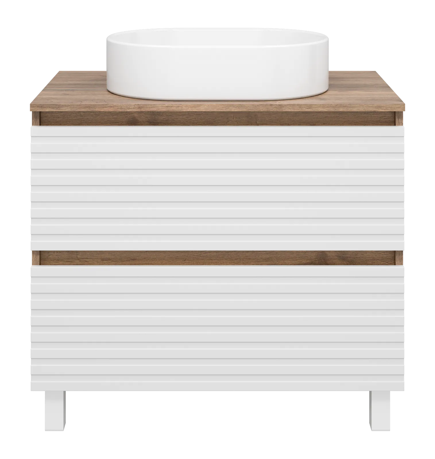 DAKOTA - 80 Тумба напольная 2 ящ.  (ДСП (Дуб Гал/ Белый) + раковина