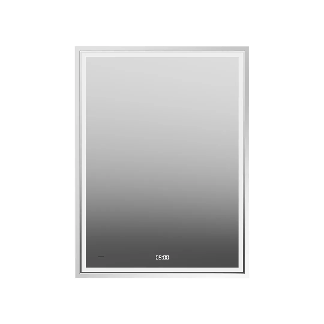 Зеркало Tecno/Текно c LED 60 с подсветкой, с функцией антизапотевание, белое глянцевое 