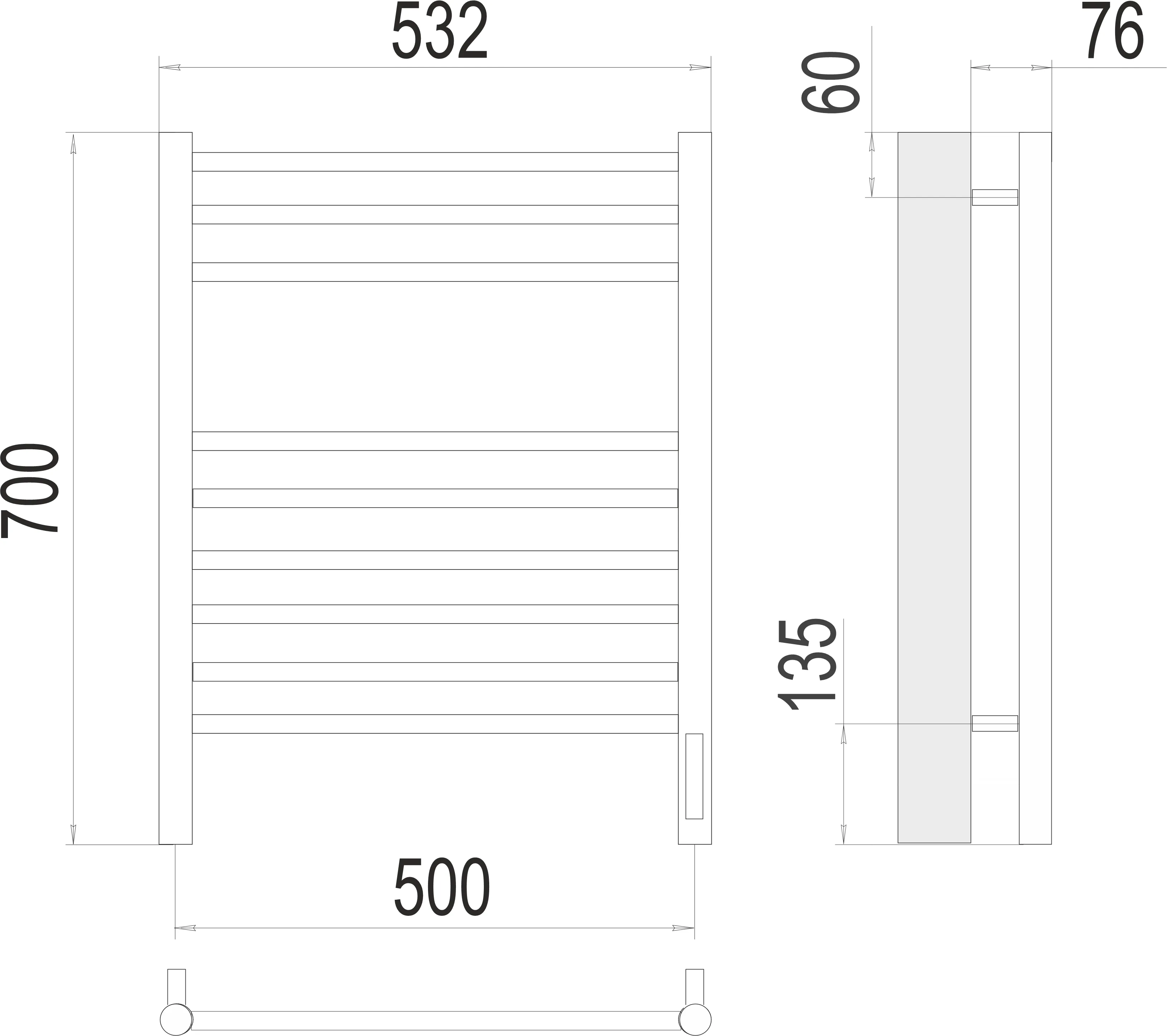 Полотенцесушитель TERMINUS Аврора П9 500х700