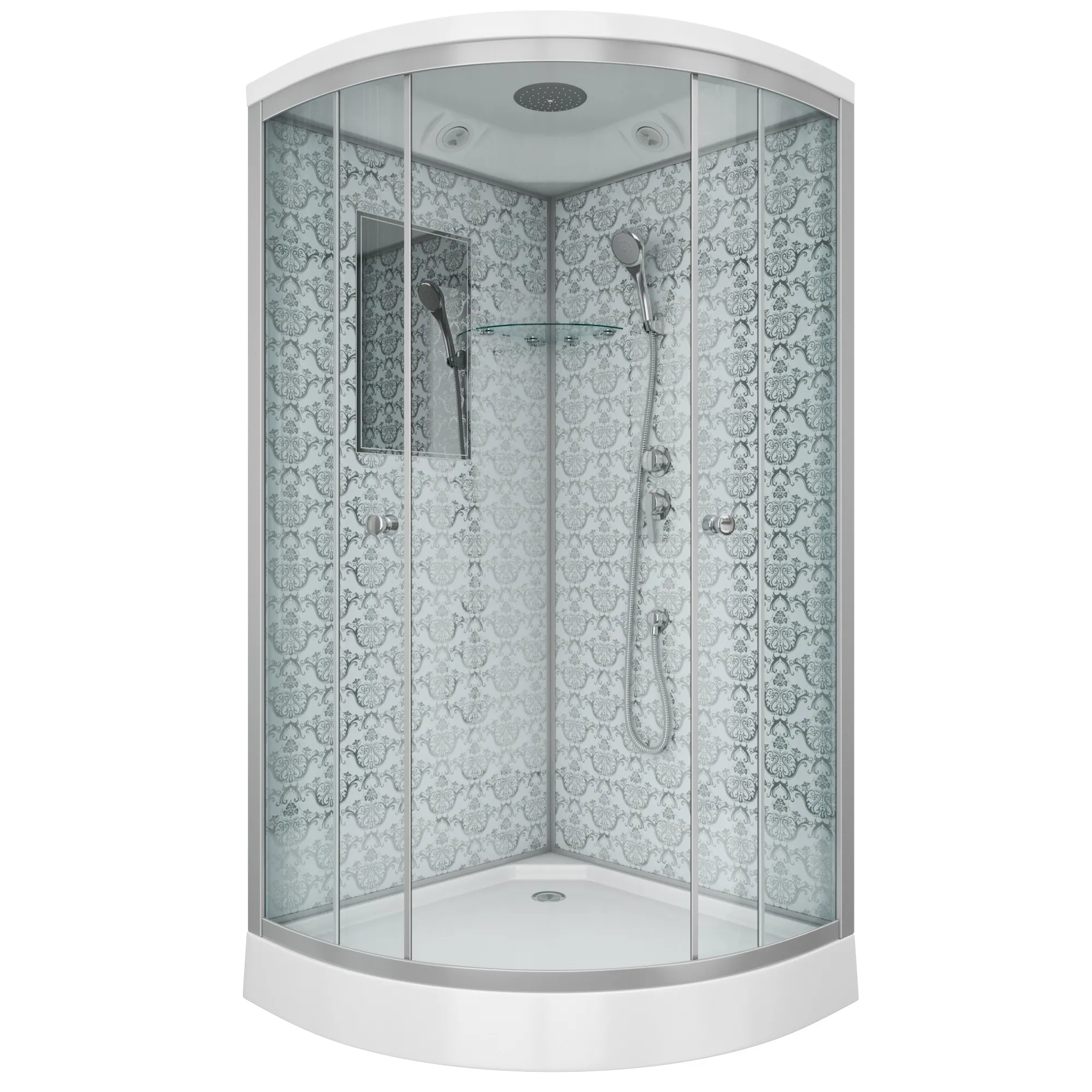 Душевая кабина Niagara Lux NG- (90x90х210) низкий поддон(15см),дверь раздвижная,стенки серебро,3 места 7701W
