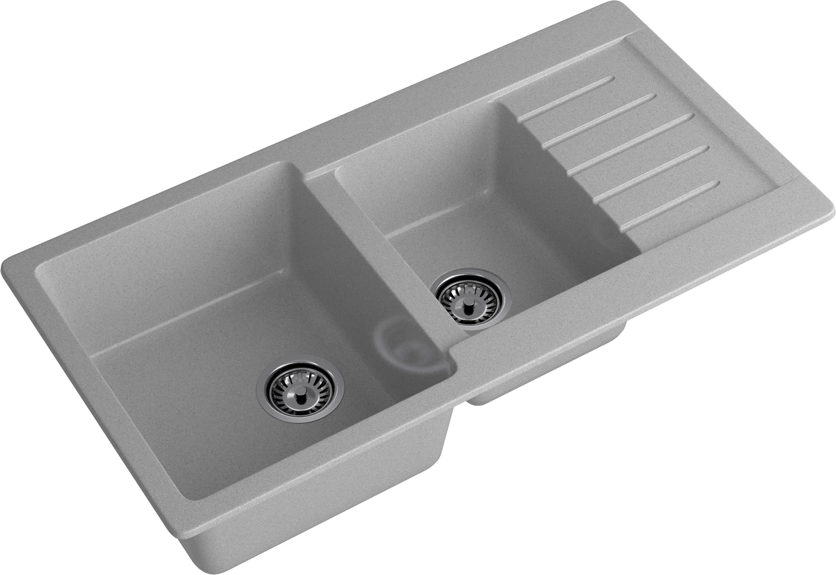 GRANFEST Мойка композит PRACTIK GF-P--980KL  2 чаши с  крылом 980*510 мм  серый  арт.GF-