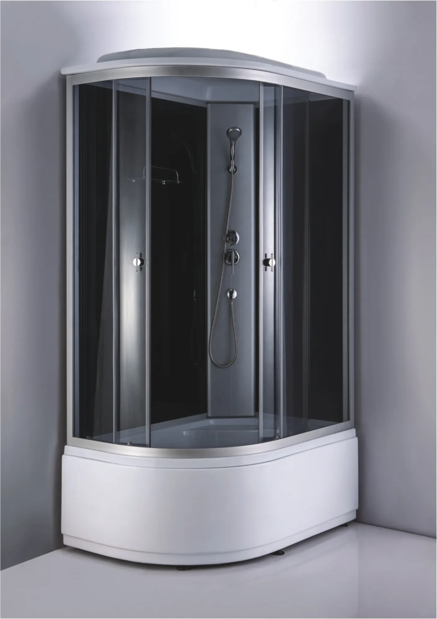 Душевая кабина Loranto 1180x780x2150 правосторонняя, черное заднее стекло, поддон 40 см, тонированное стекло 4 мм, профиль хром матовый () CS-887EATM/B-120