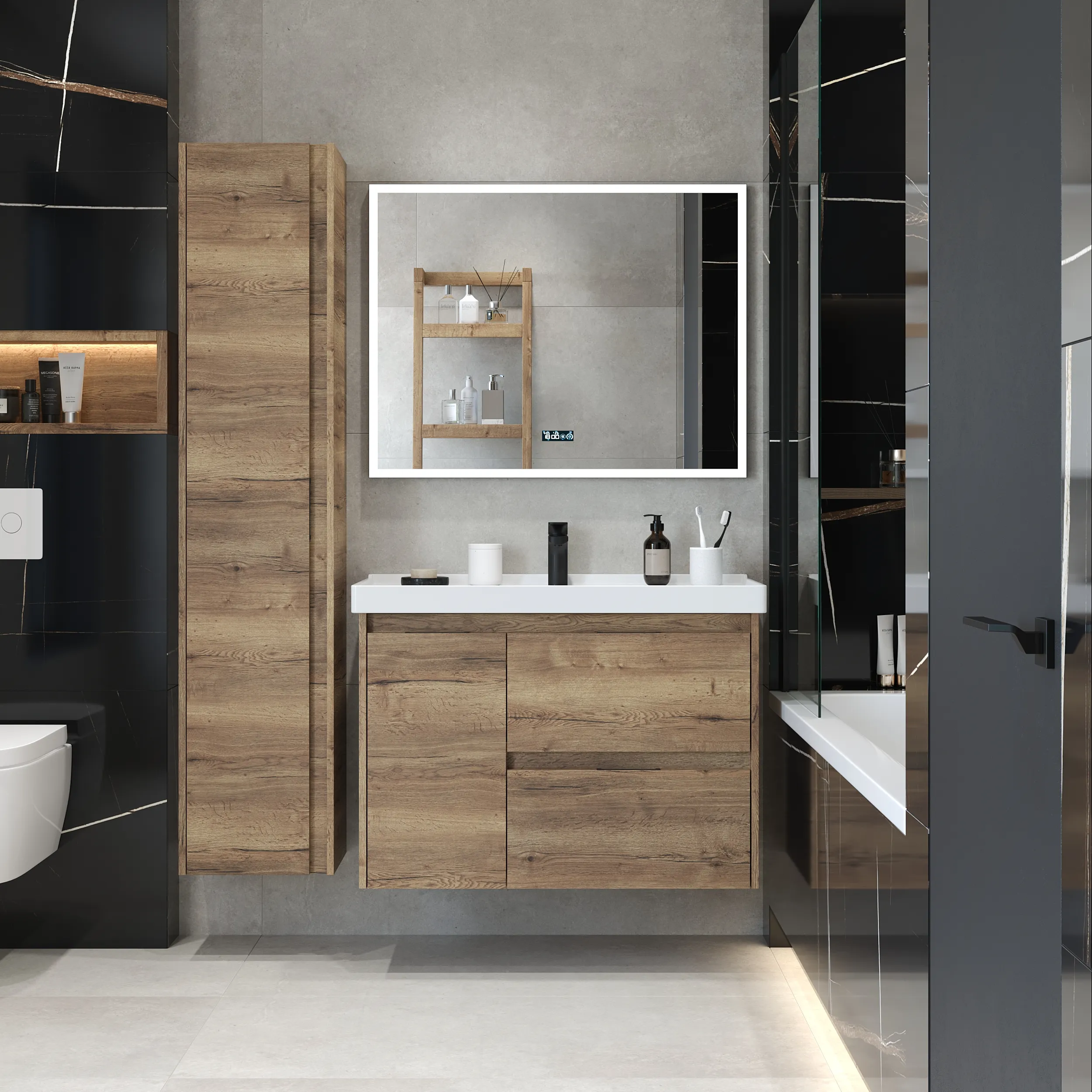 Зеркало Briz Берн 90, светодиодная подсветка, с сенсорным выключателем (с сенсорным блоком управления) 