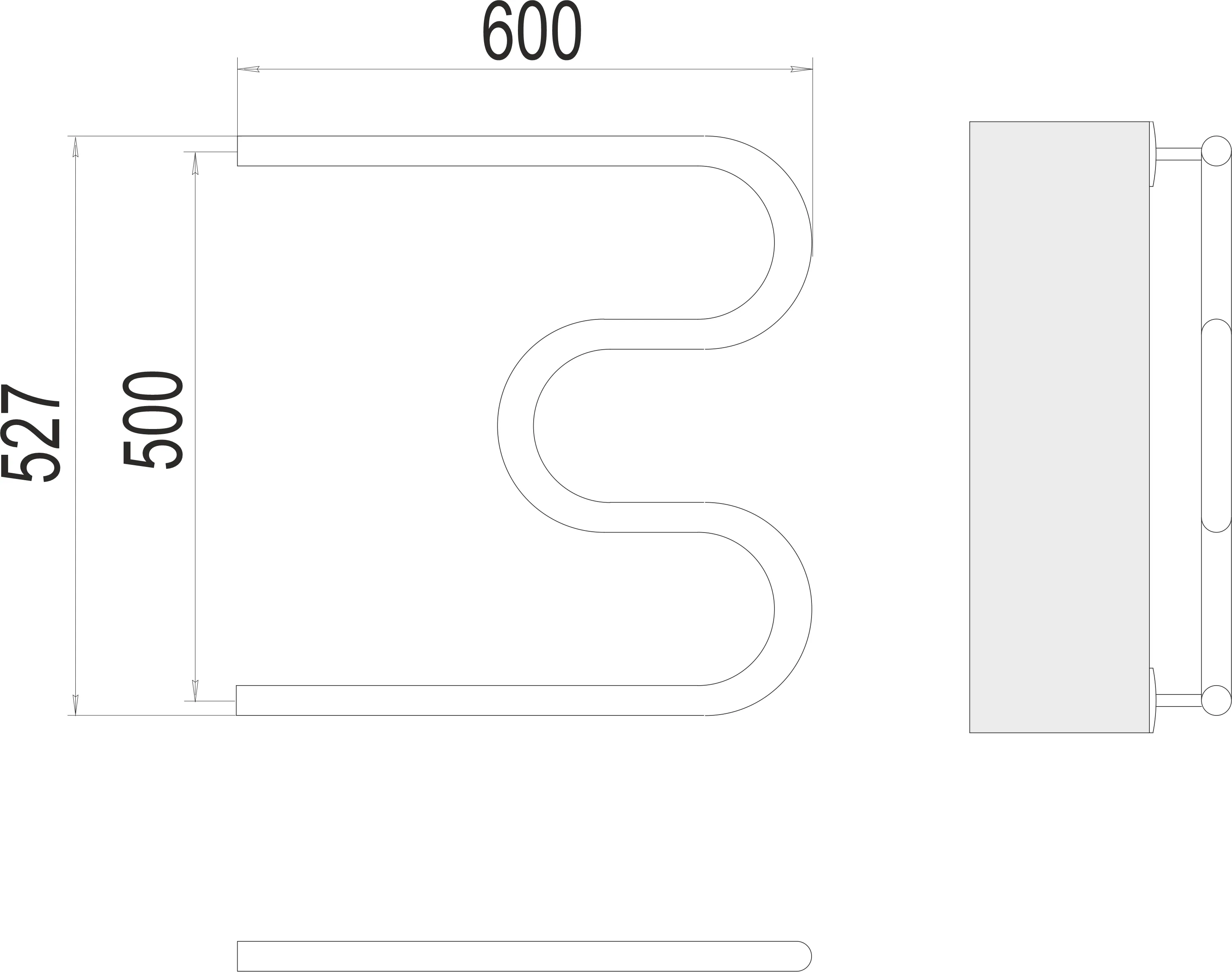 Полотенцесушитель TERMINUS М-обр AISI 25 500х600