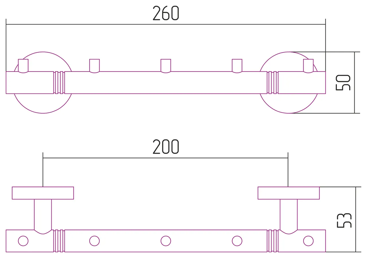Вешалка КАНЬОН - 5 крючков / L 260 (Флок белый)