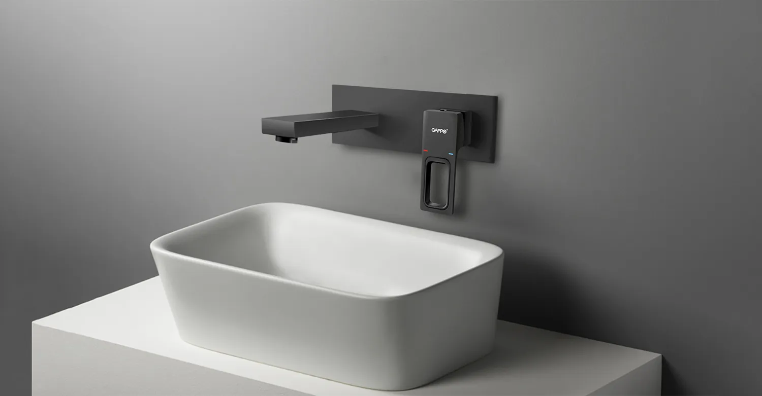 Встраиваемый смеситель для раковины черный GAPPO G1017-16