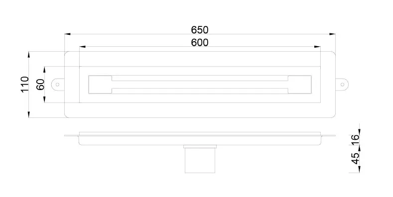 Душевой лоток B&T INFINITY 60см, нерж.сталь BRUSHED BRONZE