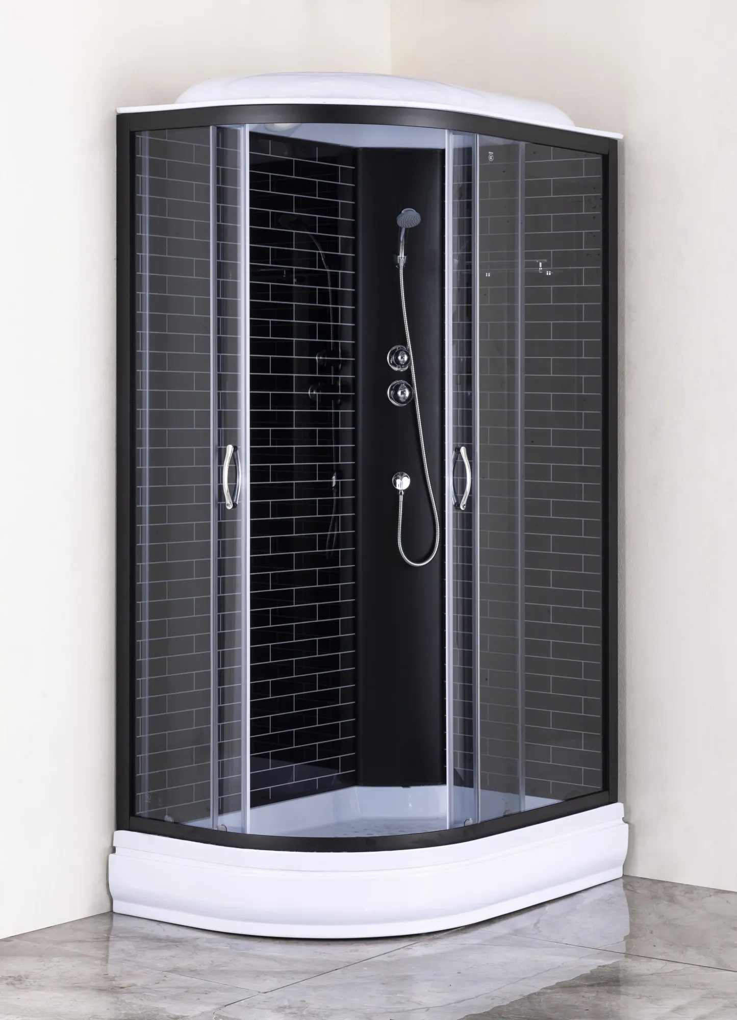 Душевая кабина Loranto 120х80х215 поддон 20 см, черный кирпичный узор, серое стекло 4 мм, профиль черный () CS-66120-20R GB 120
