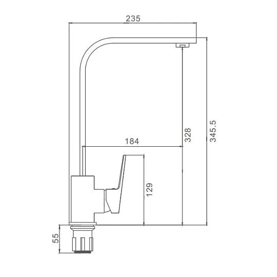 Смеситель Prohanss P60.41 для кухни высокий поворотный излив, хром