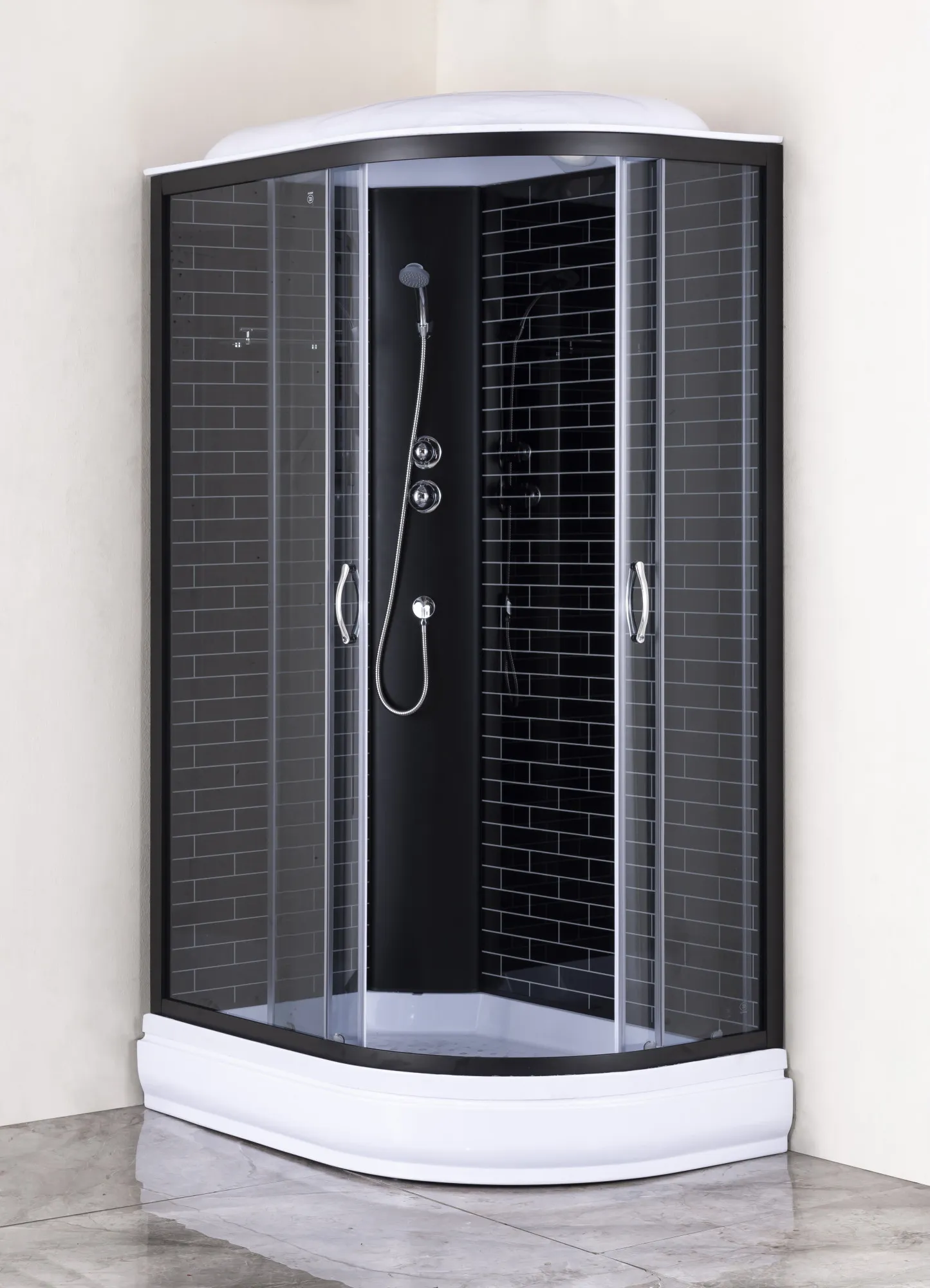 Душевая кабина Loranto 120х80х215 поддон 20 см, черный кирпичный узор, серое стекло 4мм, профиль черный () CS-66120-20L GB 120