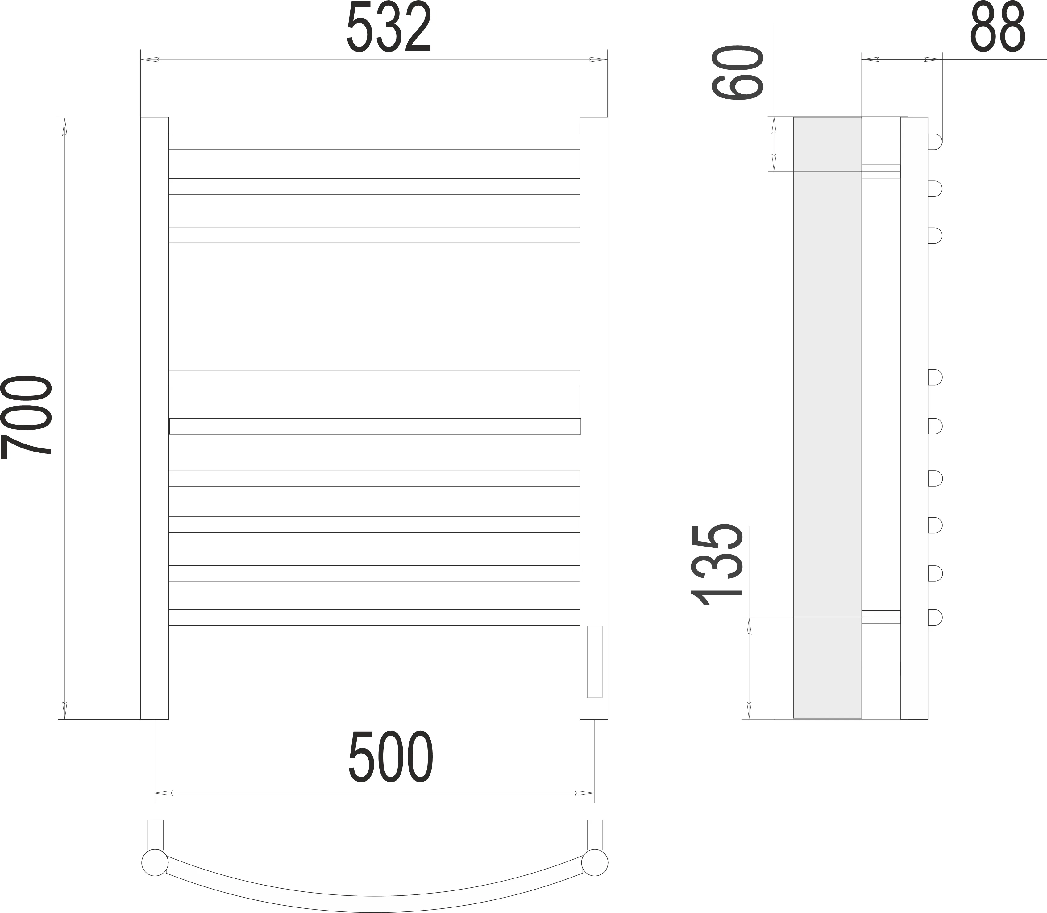 Полотенцесушитель TERMINUS Классик П9 500х700