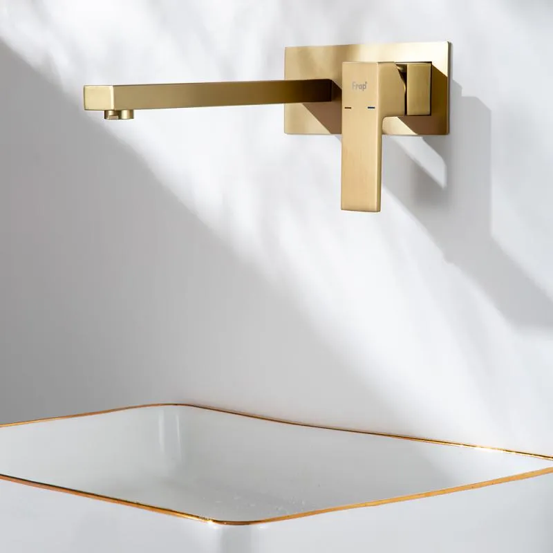 Встраиваемый смеситель для раковины сатин золотой FRAP F1291-3