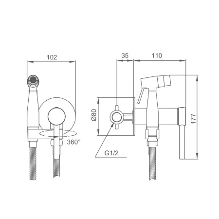 Встраиваемый гигиенический душ черный GAPPO G7206-6