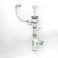 Сифон GRAND 3 1/2 с круглым переливом и винтом металл. с отводом (С.Н. 311-11-24)