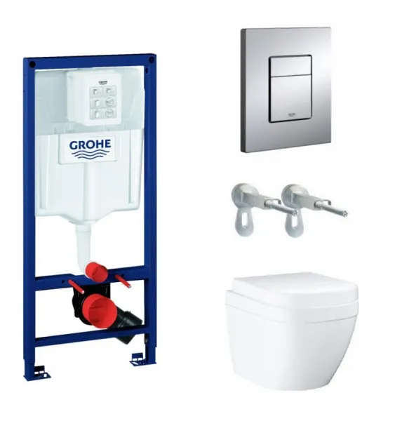 Инсталляция Grohe Rapid SL с подвесным унитазом Euro Ceramic с сиденьем микролифт, панелью смыва