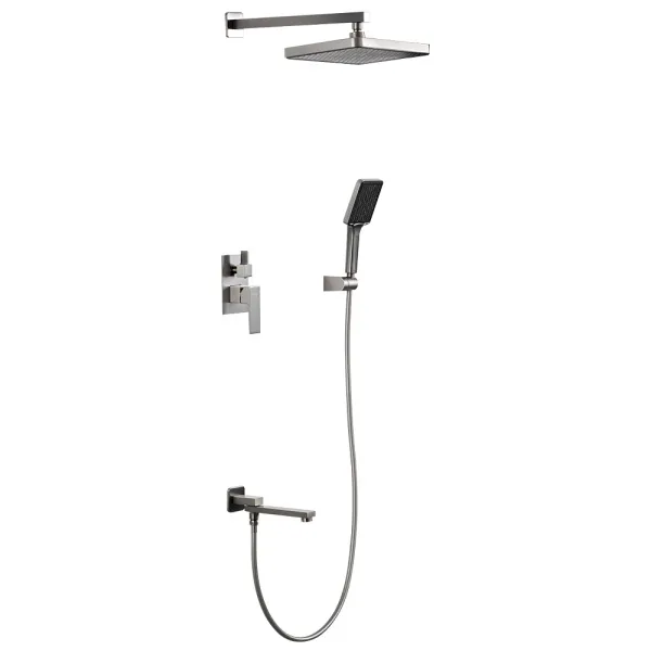 Встраиваемый смеситель для ванны с 3-функциями оружейная сталь)