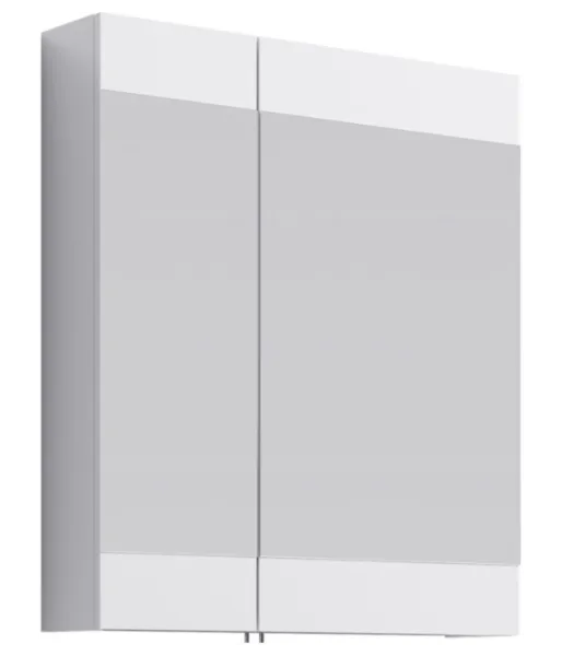 Зеркальный шкаф с двумя дверьми и внутренними стеклянными полочками