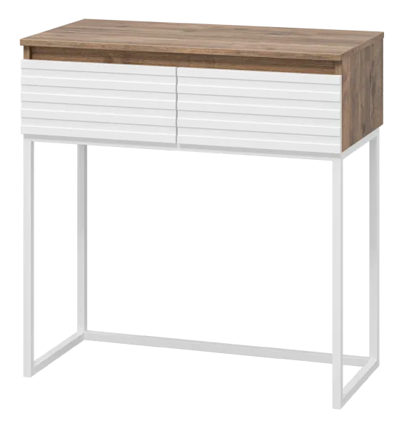 DAKOTA - 80 Консоль напольная 2 ящ. (ДСП (Дуб Гал. Белый) корпус + каркас