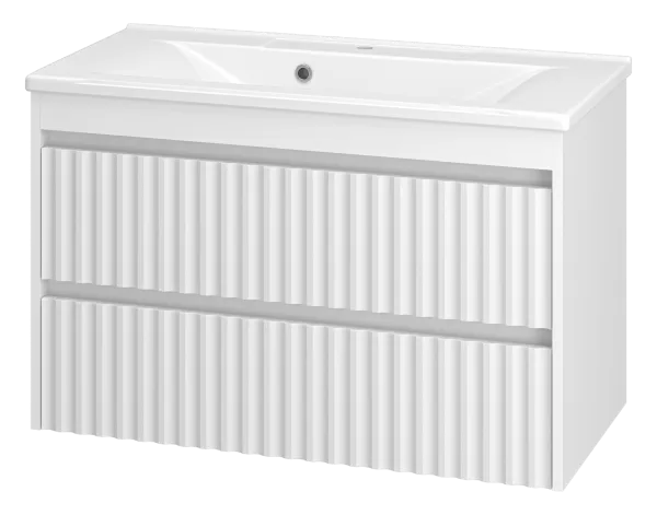 BALATON - 90 Тумба подвесная с 2 ящ., белый + раковина