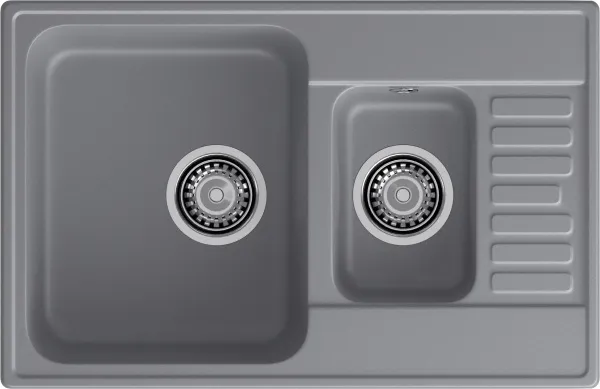 GranFest QUARZ (ECO-21К) Мойка 1,5-чаш+кр 740*480 (темно-серый)