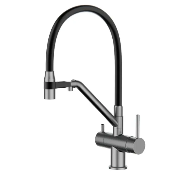 Смеситель для кухни с фильтром черный/оружейная сталь GAPPO G4398-89