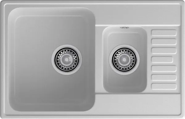 GranFest QUARZ (ECO-21К) Мойка 1.5-чаш+кр. 740*480 (серый)