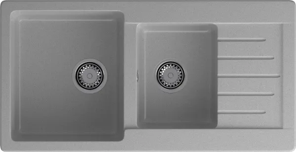 GRANFEST Мойка композит PRACTIK GF-P--980KL  2 чаши с  крылом 980*510 мм  серый  арт.GF-