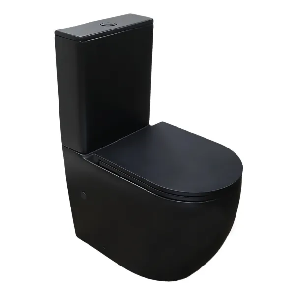 Унитаз-компакт Azario Cobalt-Black 610x360x805 напольный, безободковый, система смыва "скрытое Торнадо", с быстросъемным сиденьем "Микролифт", черный матовый (AZ-6089A-MB)