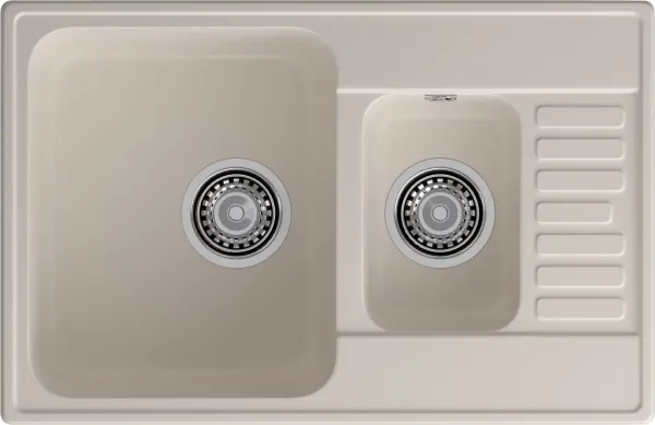 GranFest QUARZ (ECO-21К) Мойка 1.5-чаш+кр. 740*480 (белый)