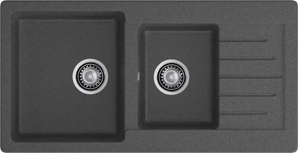 GRANFEST Мойка композит PRACTIK GF-P--980KL  2 чаши с  крылом 980*510 мм графит арт.GF-