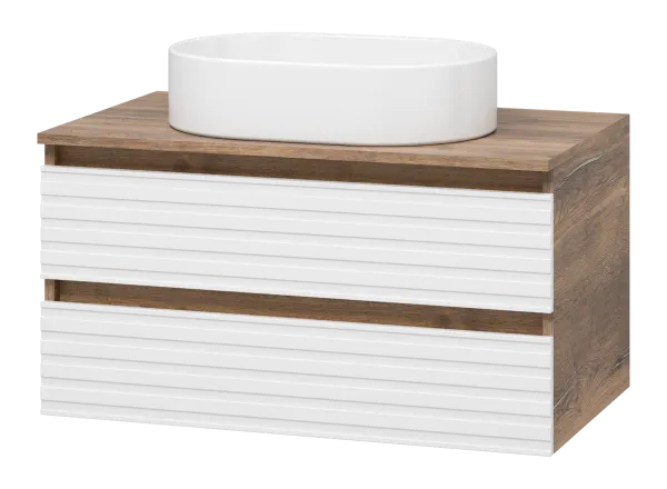 DAKOTA - 80 Тумба подвесная 2 ящ. (ДСП (Дуб Гал/ Белый) + раковина