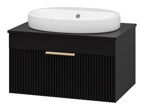 ENFIDA - 70 Тумба подвесная черная мат. эмаль 1 ящ. + раковина