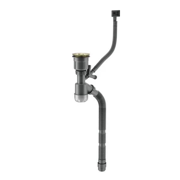 Сифон для мойки Splenka одинарный с прямоугольным переливом, нержавеющая сталь, сатин золотой S600.40.03