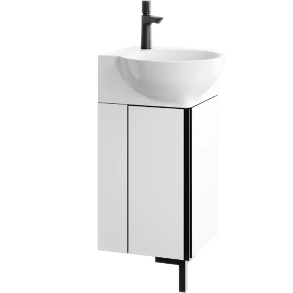 "Porto" тумба угловая под умывальник, цвет белый/черный, , ТМ «AQWELLA» POR0104WB
