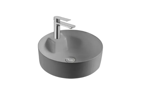 Раковина накладная для установки на столешницу AQUATEK ЕВРОПА 405*405*140, с отверстием под смеситель, матовый серый AQ5212-MG в магазинах СантехГид