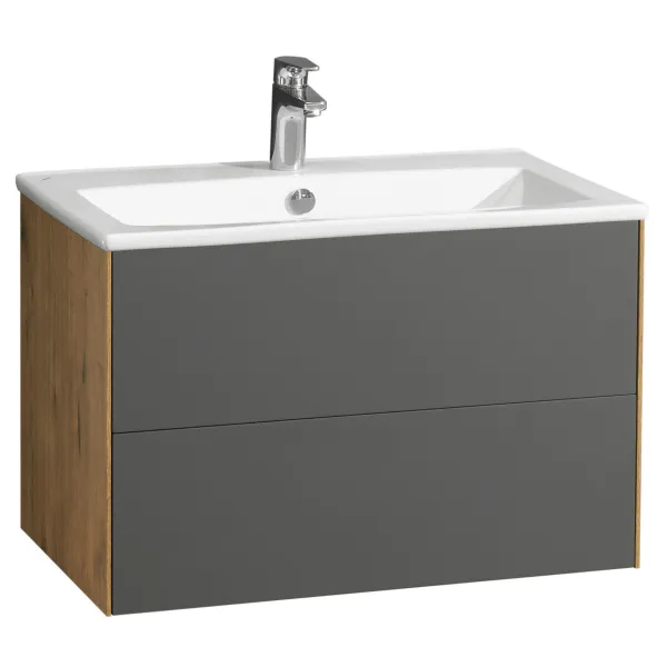 Тумба под раковину AQUATON Сохо 75 дуб веллингтон, графит софт 1A258101AJA00