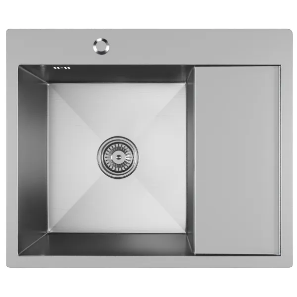 Мойка настол.монтаж 60х50 (3,0) лев. вып 3 1/2  MIXLINE PRO с ФАСКОЙ 20см с сифоном (сатин)