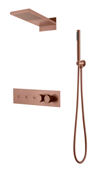 Встроенная душевая система FUSION с термостатом, трехпозиционная COPPER BRUSHED
