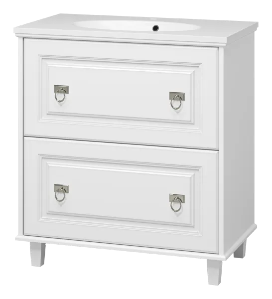 Версаль - 80 Тумба с 2 ящ. белая матовая + раковина