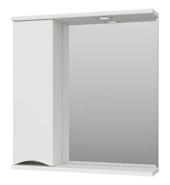 Зеркало Атлантик - 70 с 1 шкаф. белый левый