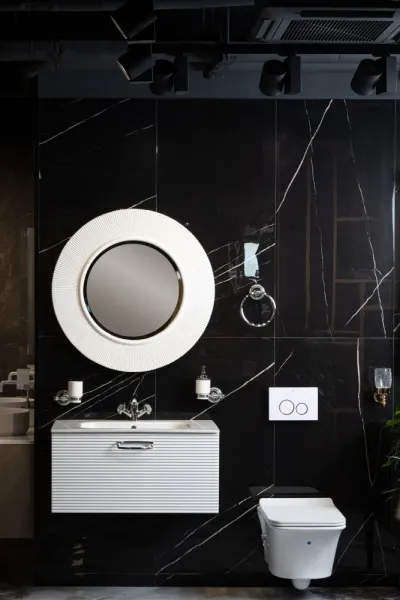 Зеркало SHINE Белое d82 light 