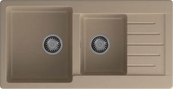 GRANFEST Мойка композит PRACTIK GF-P--980KL  2 чаши с  крылом 980*510 мм  песочный  арт.GF-