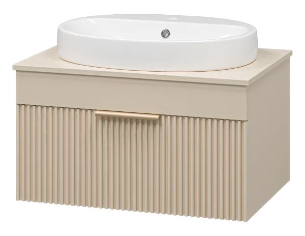 ENFIDA - 70 Тумба подвесная бежевая мат. эмаль 1 ящ. + раковина