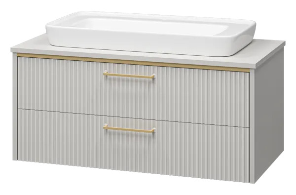 ELCHE -100 Тумба подвесная с 2 ящ. сер.кашемир (эмаль) + раковина