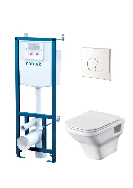 Инсталляция комплект безободковый унитаз с микролифтом с кнопкой Лайн Пэк Santek 1.WH50.1.729