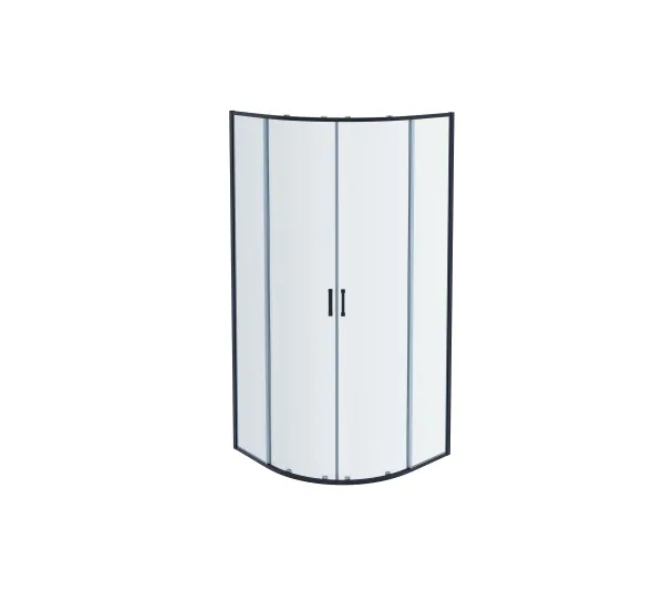 AQ ARI RO10020BL Душевой уголок 1/4 круга, двери раздвижные 1000x1000x2000, профиль черный, стекло прозрачное 
