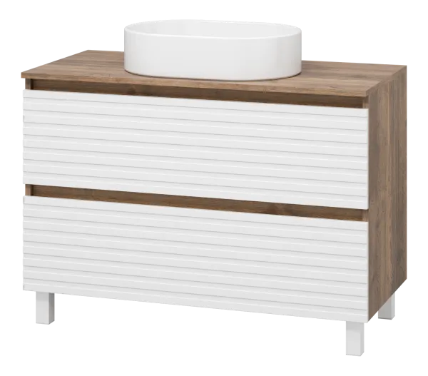 DAKOTA -100 Тумба напольная 2 ящ. (ДСП (Дуб Гал. Белый) + раковина
