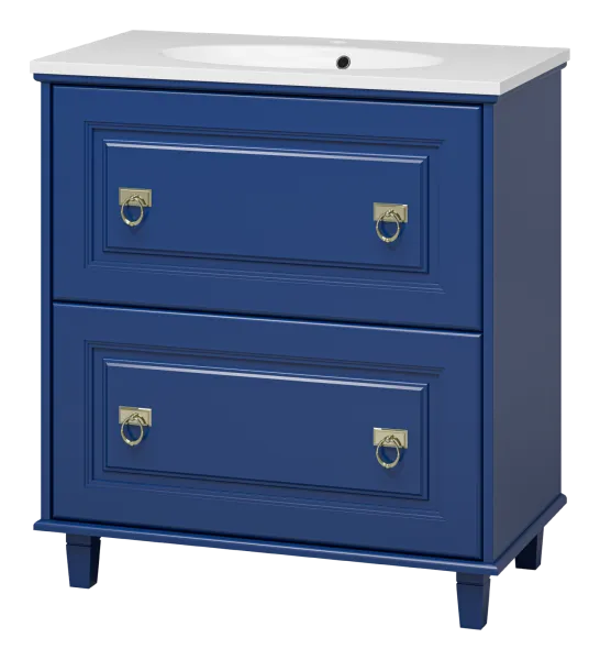 Версаль - 80 Тумба с 2 ящ. синяя матовая + раковина
