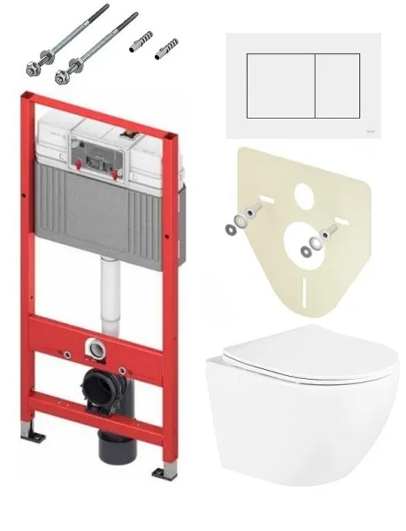 Инсталляция TECE 4 в 1 с подвесным унитазом Aquatek ЛИБЕРТИ с микролифтом, панель смыва белая