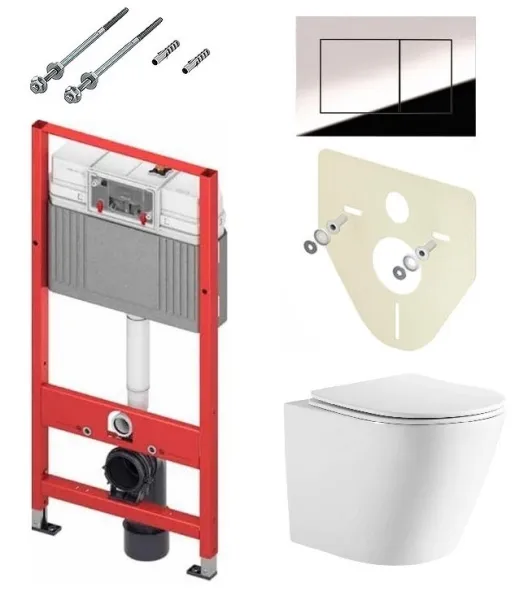 Инсталляция TECE 4 в 1 с подвесным унитазом Aquatek ЛИБЕРТИ с микролифтом, панель смыва хром